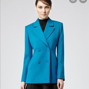 NWT REISS Romoli SLIM CUT PEACOAT Wool Blue Small